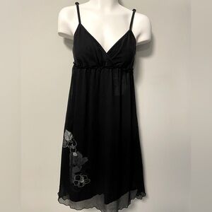 Roxy v-neck sleeveless black midi dress with adjustable spaghetti straps Size S